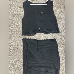 Black crochet set